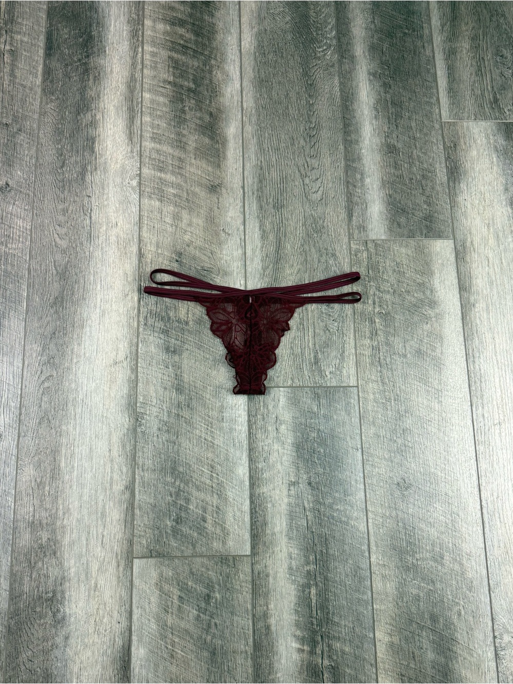 VS Maroon Lace String Thong